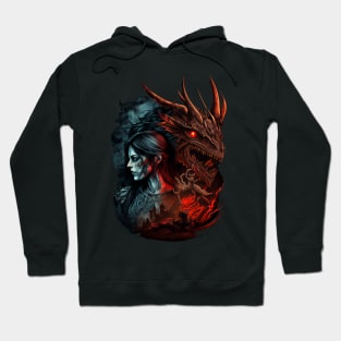 Fantasy dragon and undead woman Hoodie